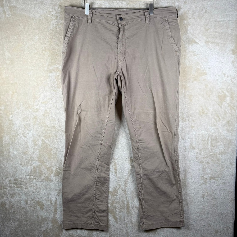 Duluth Trading Co Mens 40x32 Standard Fit Ripstop Pants Tan Khaki Cotton Stretch